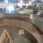 Radius Library Desk With Book Drop & Cabinets