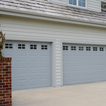 Grey steel panel doors