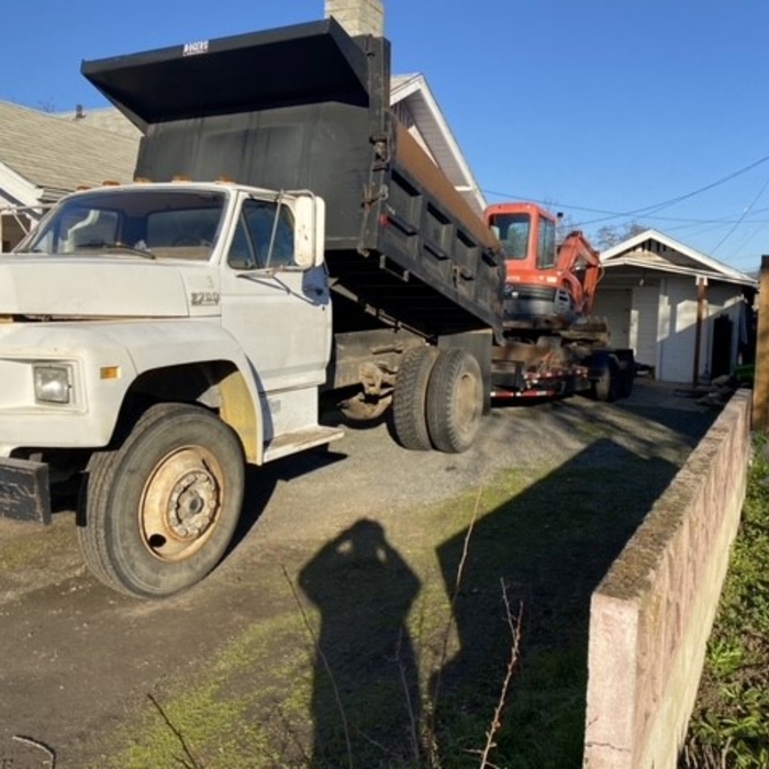 dump truck and excavator
