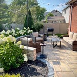 Backyard patio, fence and