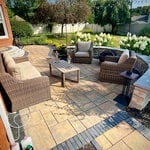 Backyard patio, fence and