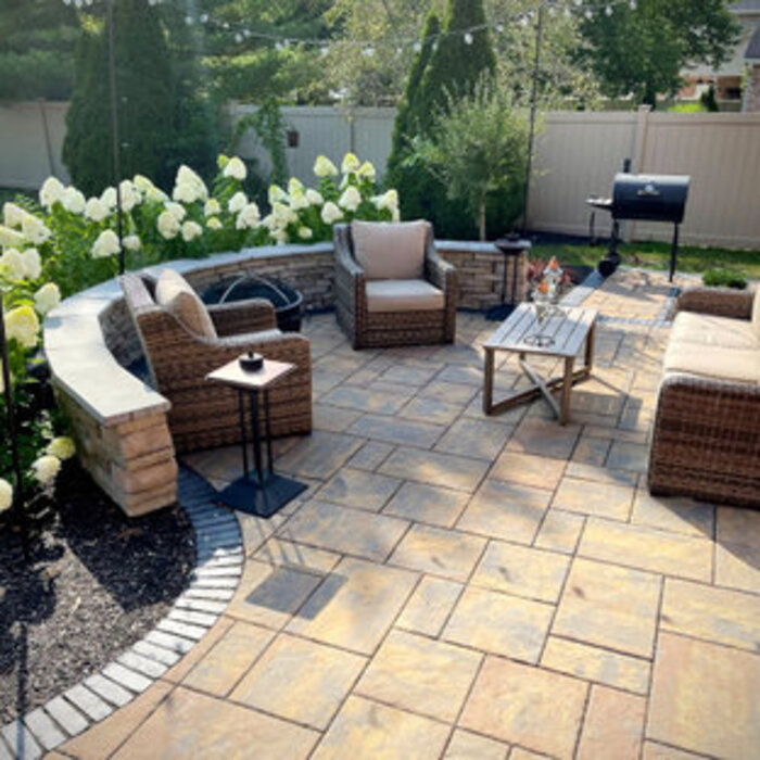 Backyard patio, fence and