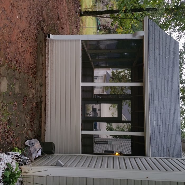 Back patio enclosure side view