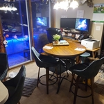 dining room and office area