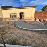 Curved path to a pool