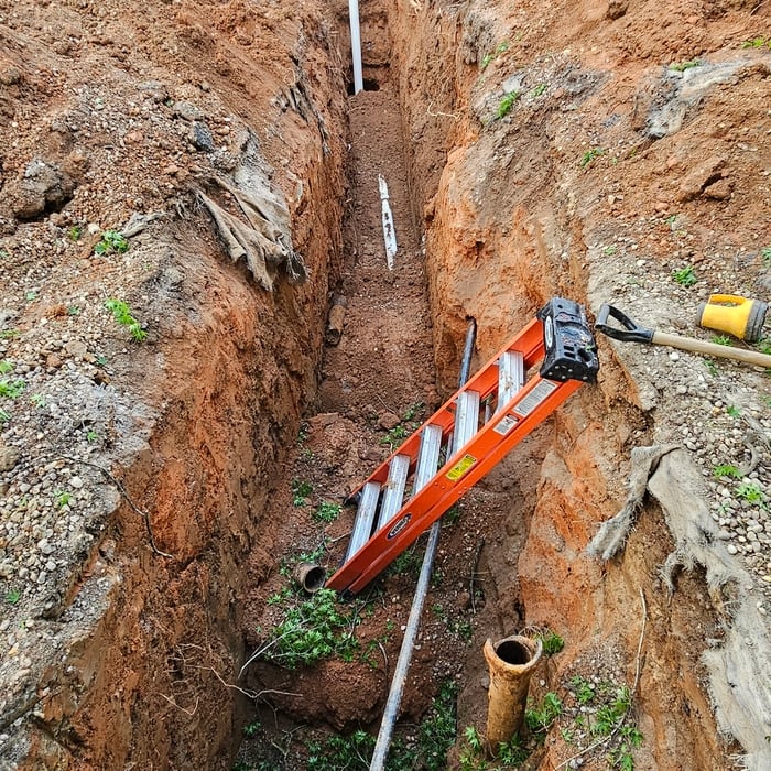 During sewer line