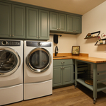 Washer/Dryer wall with mobile cart