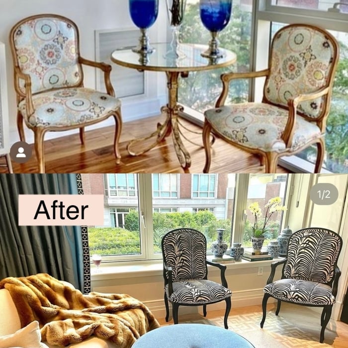 Reupholstered twin chairs