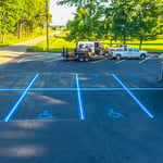 Restriped parking spots