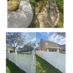 Powerwashing Fence and Sidewalk