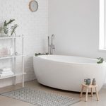 Freestanding tub installation and brick painting