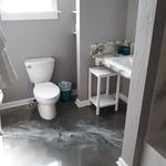 new bathroom epoxy floor and new sink
