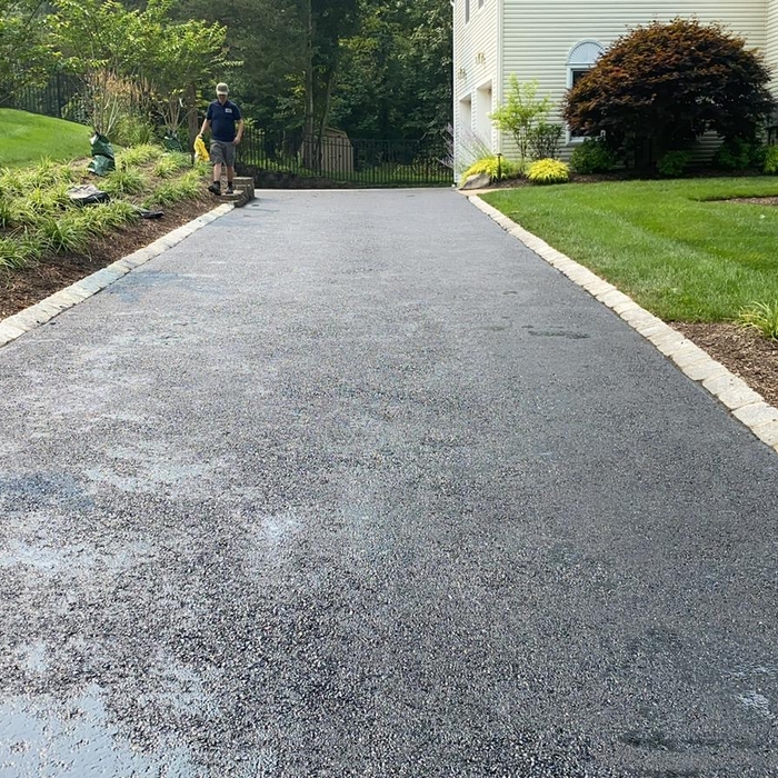 Belgian block and asphalt
