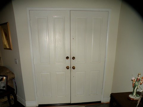 Traditional Closet with off white interior paint