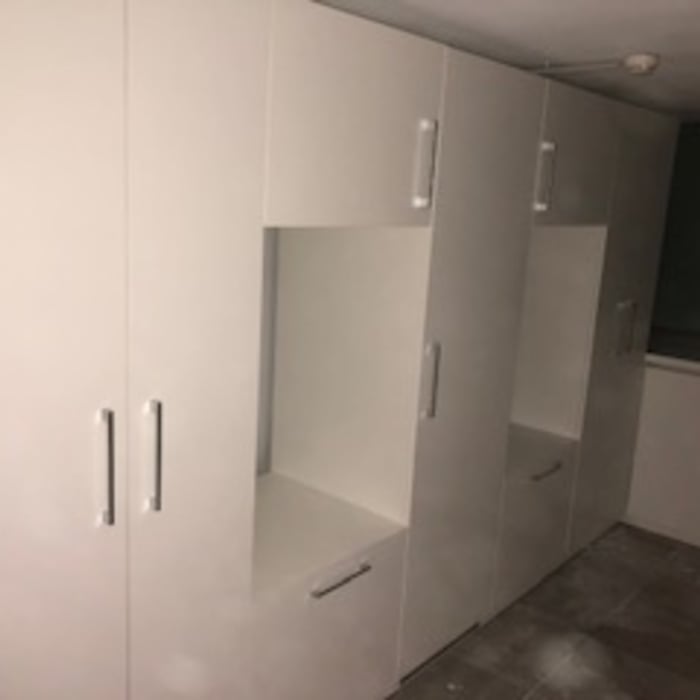 white melamine laundry room
