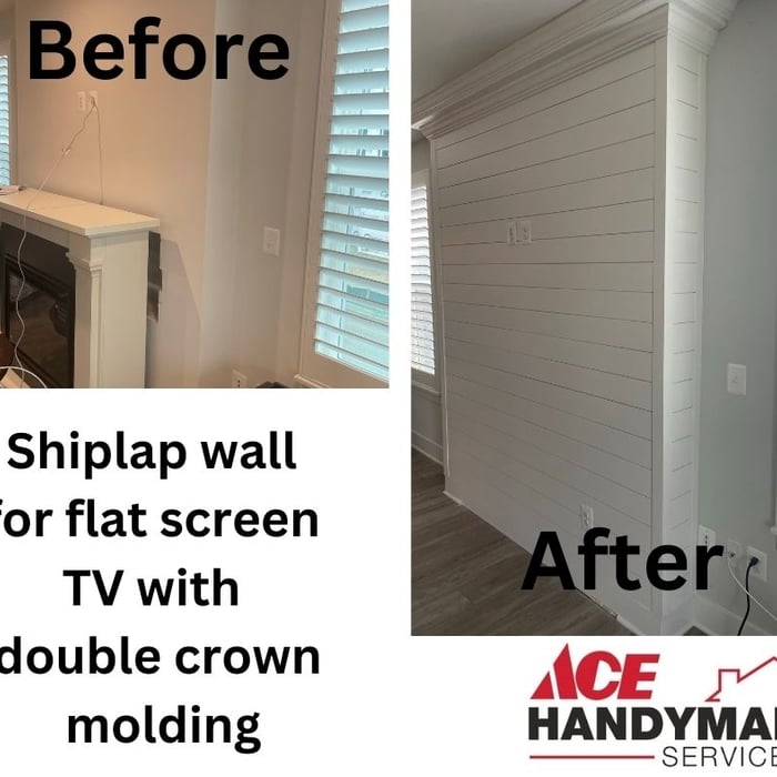 Shiplap fireplace wall