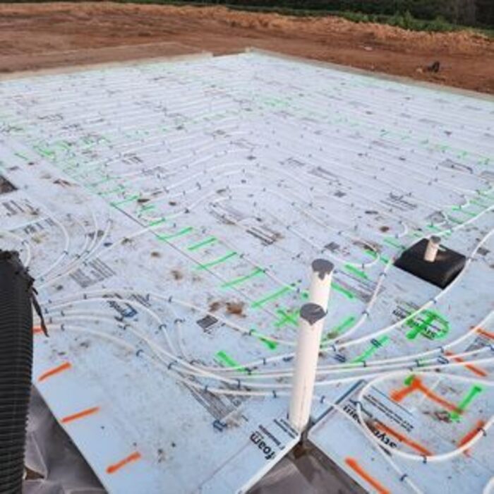 The in-floor heat before the concrete is poured.