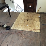 Rotten subfloor repaired with new plywood