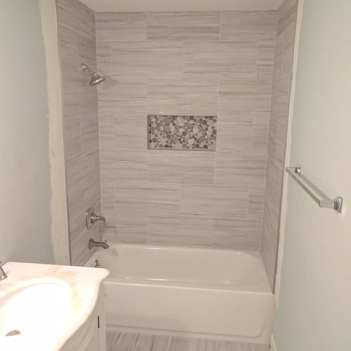Above Tub Gray Porcelain Tiles