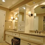 Beautiful bathroom with large divided vanity with jack and jill sinks