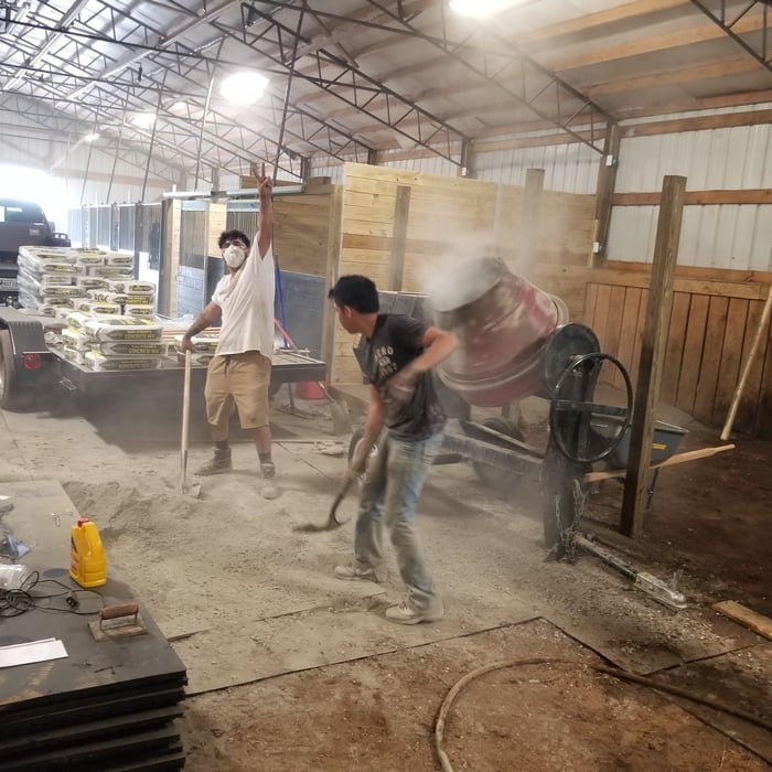 Cementing in all stall support poles