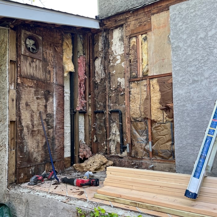 water damaged framing
