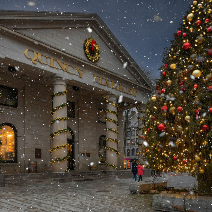 Faneuil Hall Tree and Quincy Marketplace Facade 2