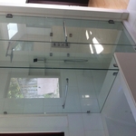 CLEAR GLASS POLISHED NICKEL CORNER SHOWER DOOR