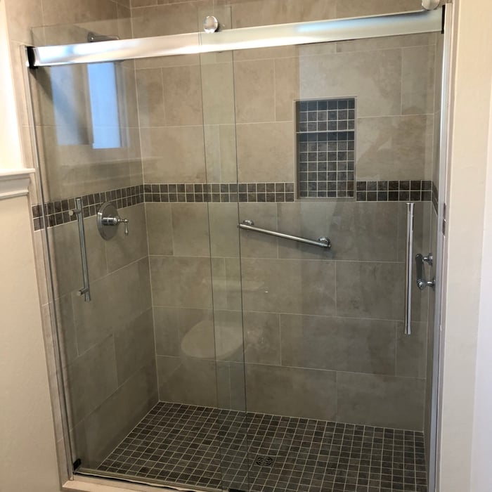 CLEAR GLASS CHROME HARDWARE SINGLE SLIDING DOOR