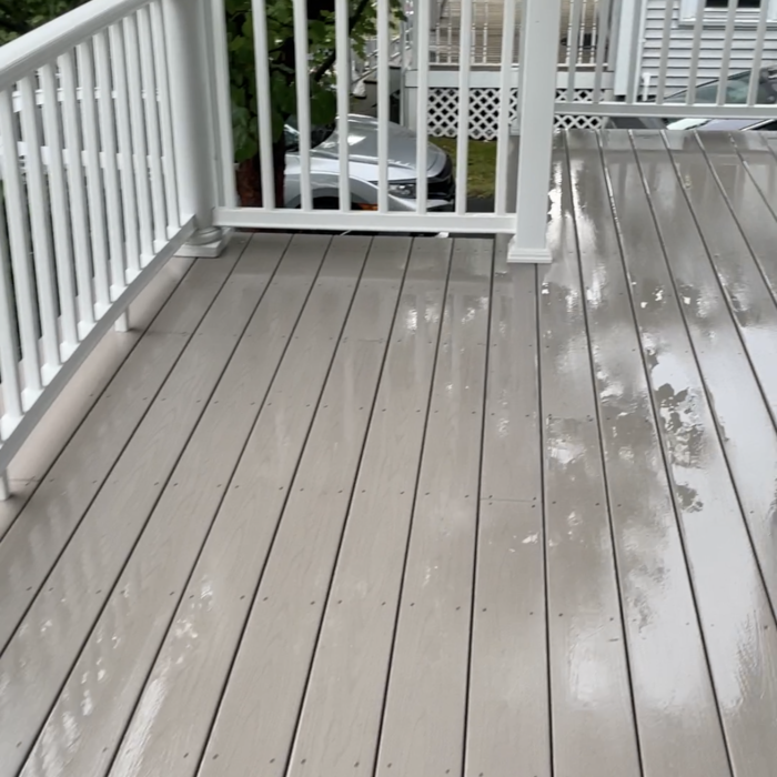 Composite deck and PVC railing after