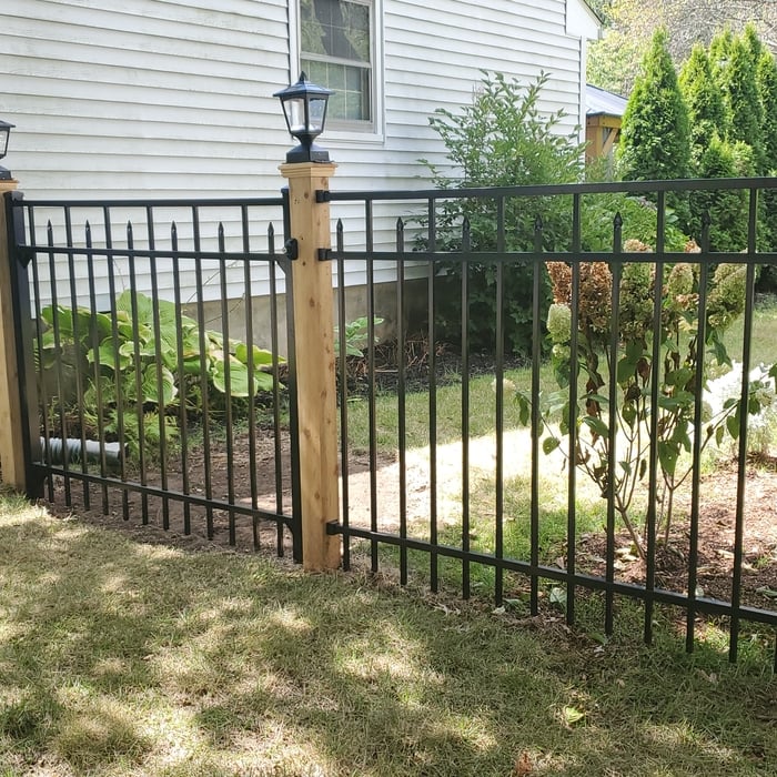 Ornamental Aluminum Fence with Cedar Posts