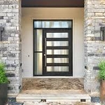 Iron door with side glass window