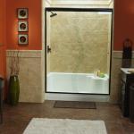 Contemporary Bathroom - Tile Warm Clear Glass Shower Door