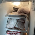 Freezer section covered with a snow
