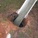 Tank filled with cement-slurry