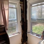 Damaged drywall removed
