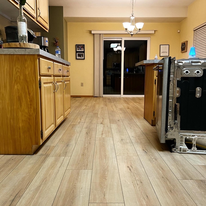 LVP installation in kitchen.