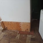 Damaged area of missing trim