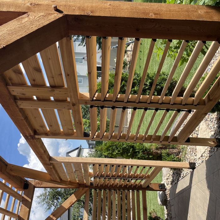 Pergola west end TV mount location