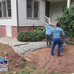 Pouring concrete patio in the backyard