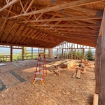 Upstairs level before interior wall framing