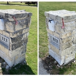 Pressure washed Austin Stone Mailbox