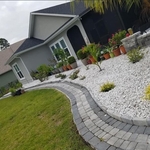 Flower beds rock and brick