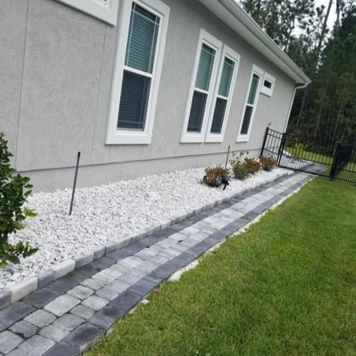 Flower beds rock and brick