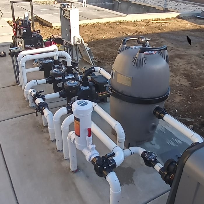 Pool/Spa equipment set up with automation.
