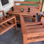 Stained wood patio set