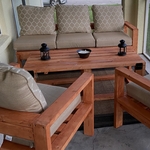 Stained wood patio set