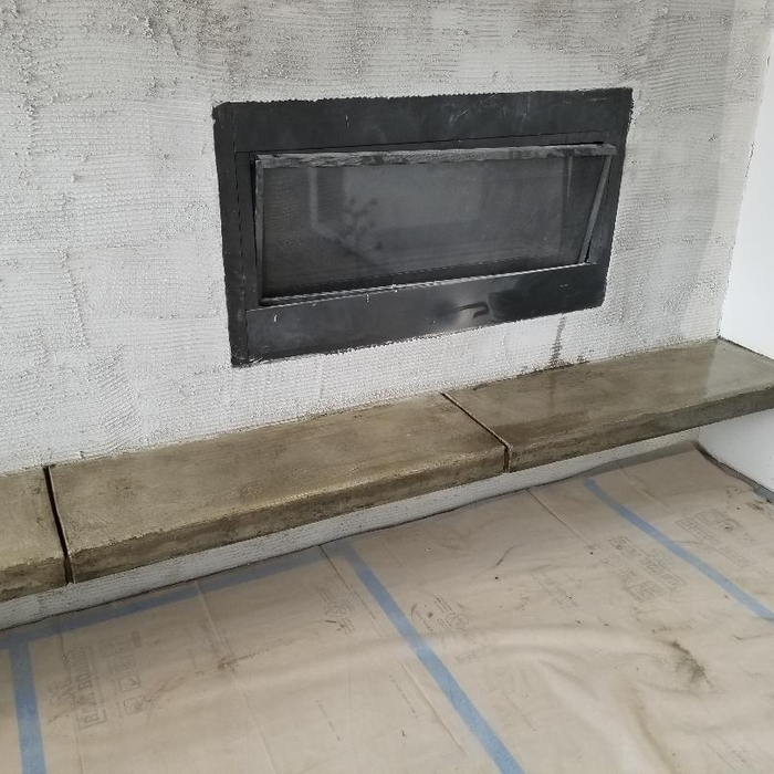 Floating fireplace bench