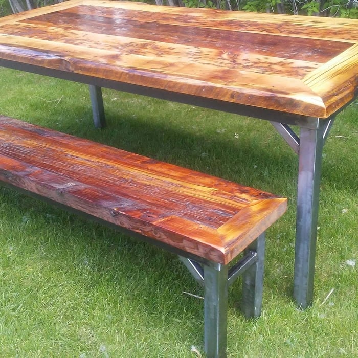 Indoor kitchen table and bench