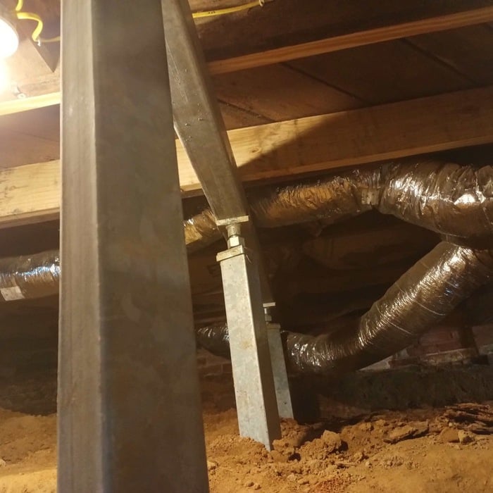 Crawl Space Supports + Steel Supplemental Beam